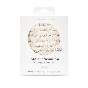 Veganboost Small Satin Scrunchies White