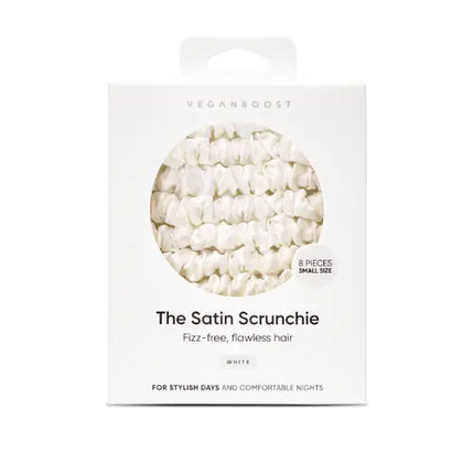 Veganboost Small Satin Scrunchies White